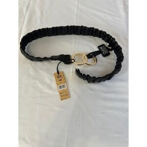 Madden NYC Black Belt Gold Interlock Buckle Detail S/M New with Tags